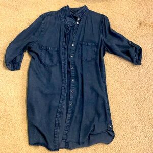 Dark blue tencil button down shirt dress